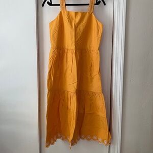 Yellow J. Crew dress white embroidered trim, size 2 NWT